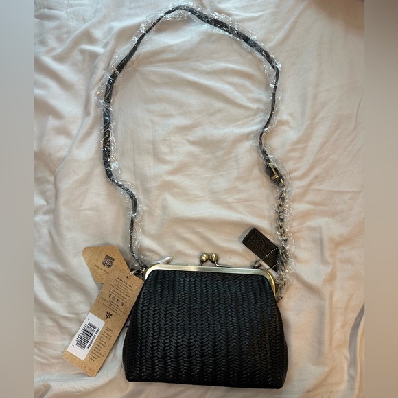 Anna by Anuschka Handbags - Anna by Anuschka Woven Leather Kiss-Lock Crossbody Clutch Bag Black NWT